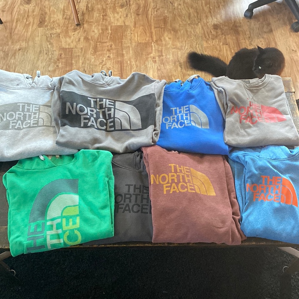 Bundle lot of 8 Large North Face Hoodies